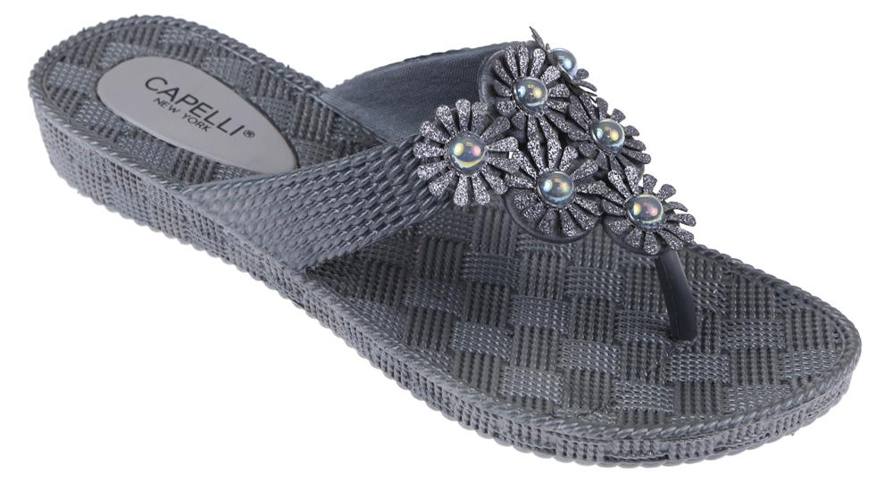 Ladies Pewter Grey Woven Textured Flip Flop – Capelli New York