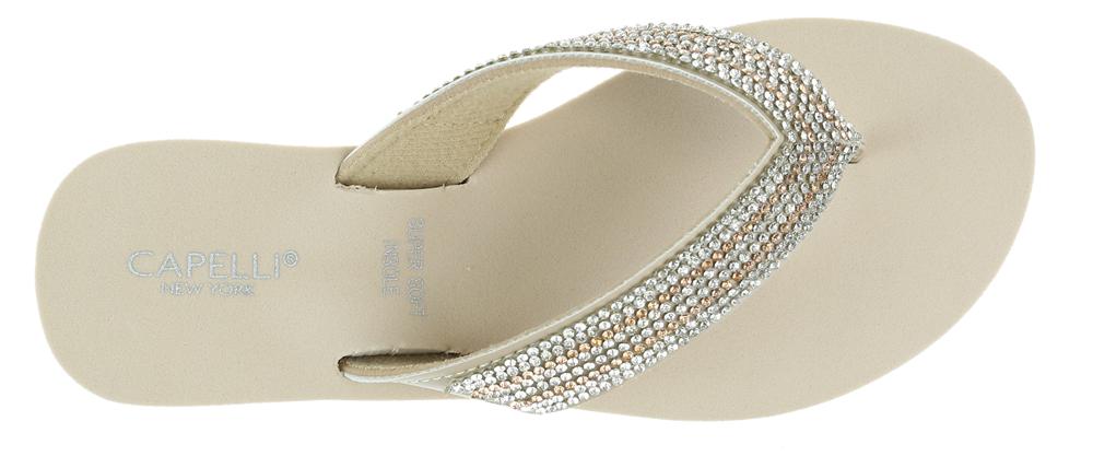 Ladies Natural Gem Trimmed Wedge Flip Flop Capelli New York
