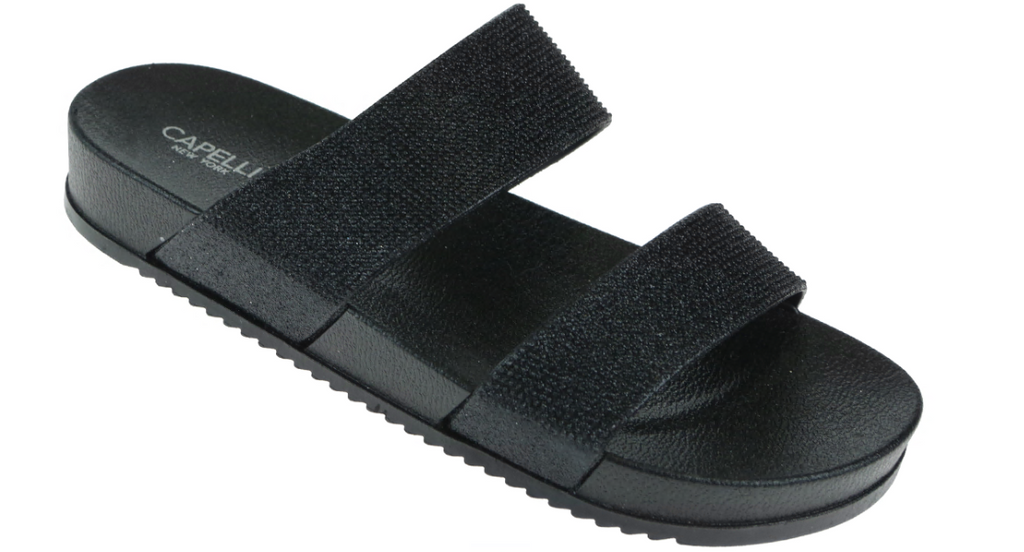 Ladies Glitter Double Strap Sandal – Capelli New York Ladies Glitter Double Strap Sandal – Capelli New York