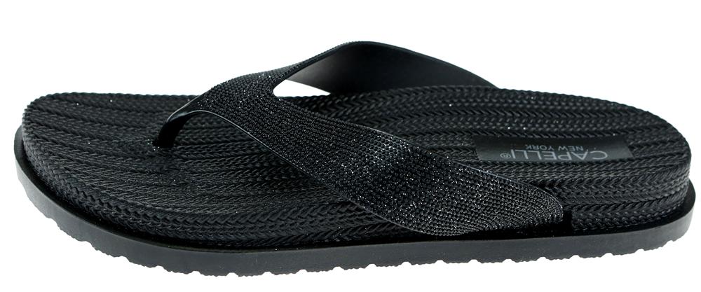Ladies Black Glitter Textured Flip Flop