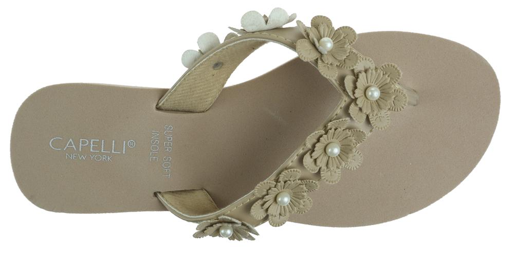 【激安セール】 Suede Faux Taupe Ladies Floral New Capelli – Flop Flip Wedge その他