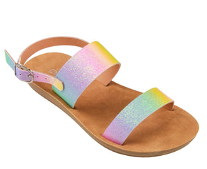 Girls Ombre Faux Leather Upper Sandal with Ankle Strap
