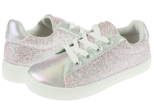 Girls Shimmer Holographic and Glitter Fashion Sneaker