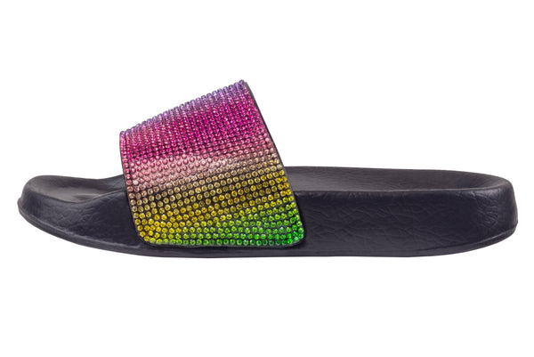 Girls Rainbow Gem Slip-On Slide Sandal