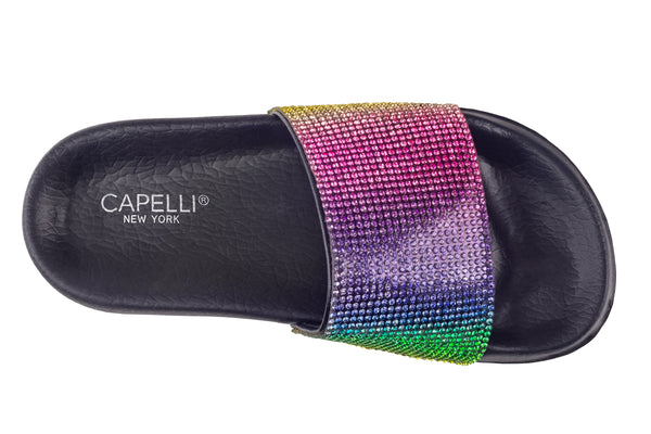 Girls Rainbow Gem Slip-On Slide Sandal