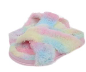Girls Multi Faux Fur Criss Cross Slide – Capelli New York