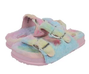 Girls Faux Fur Double Strap Slide