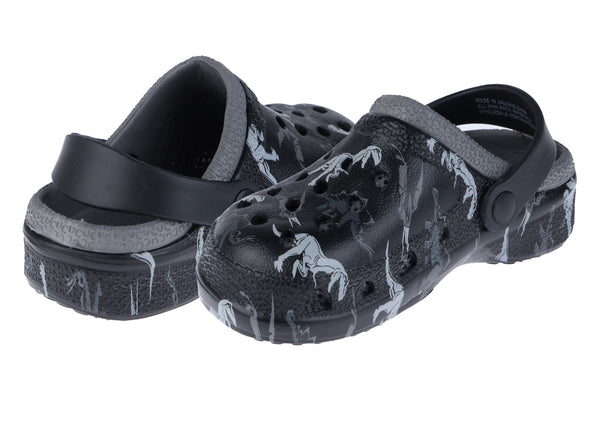 Boys Two Tone Dino Printed Injected EVA Clog with Backstrap