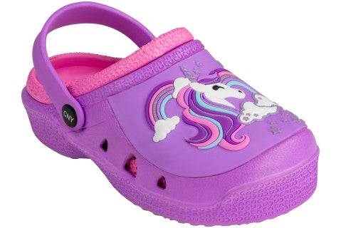 Girls Injected EVA Two Tone Clog with Dreamy Unicorn Patch