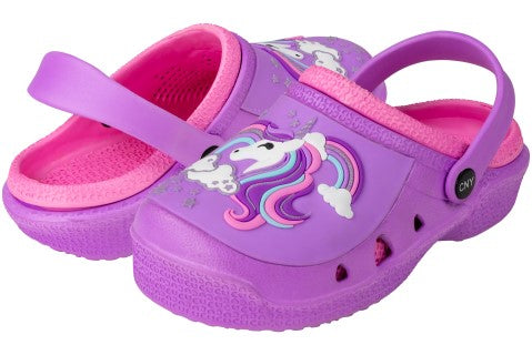 Girls Injected EVA Two Tone Clog with Dreamy Unicorn Patch
