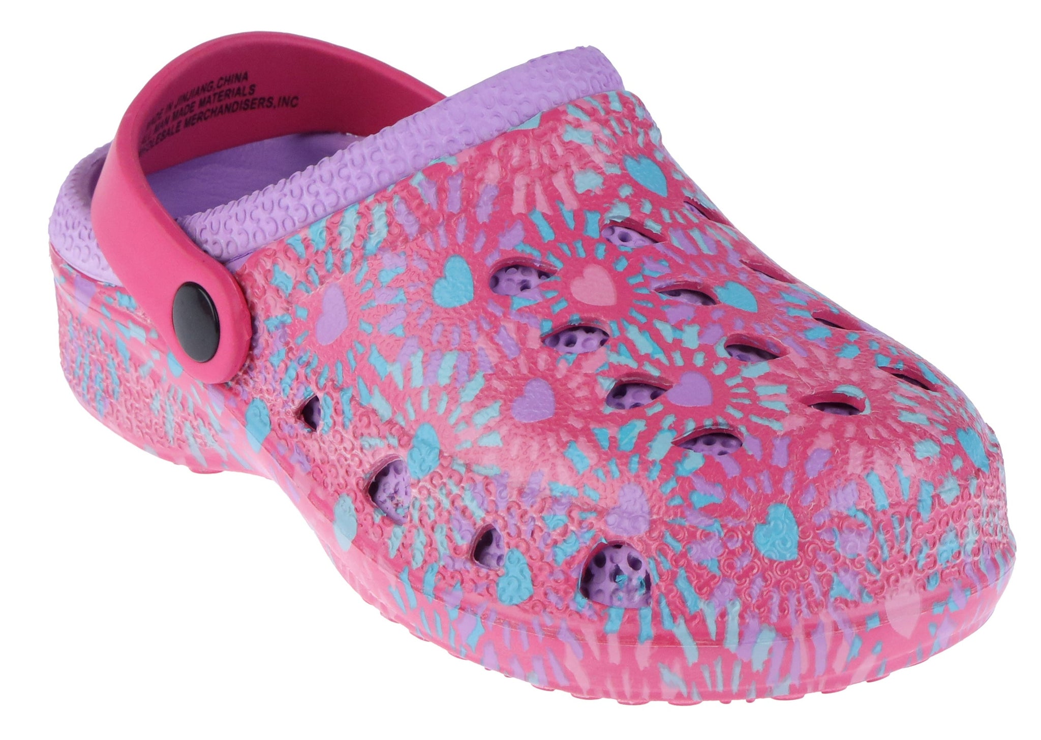 Girls Tie Dye Hearts Printed Injected EVA Two Tone Clog
