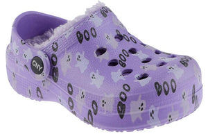 Toddler Girl Glow in the Dark Ghost Printed Injected EVA Clog with Faux Berber Lining