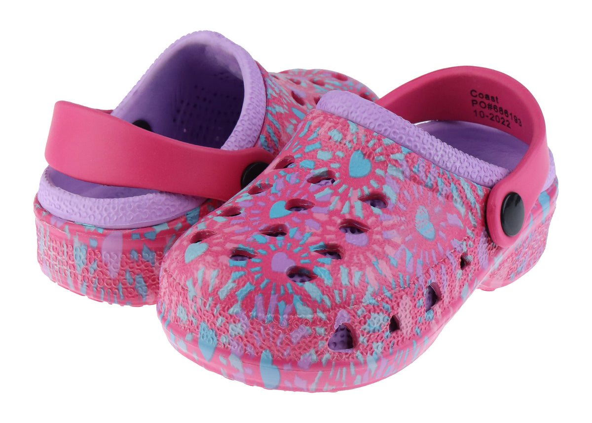 Toddler Girls Tie Dye Hearts Printed Injected EVA Two Tone Clog ...