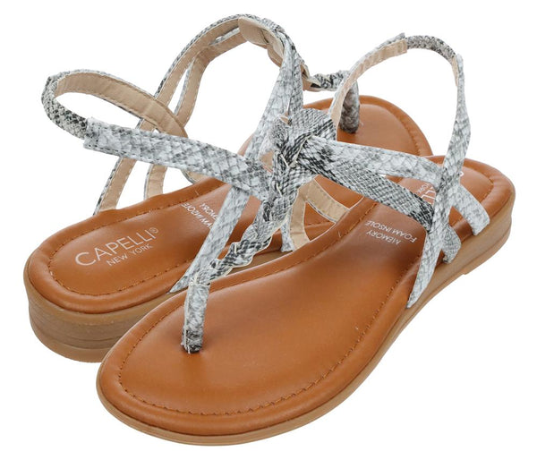 Ladies Faux Leather Snakeskin Braided Thong Sandal