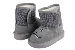 Toddler Boys Faux Suede Boot with Dino Embroidery