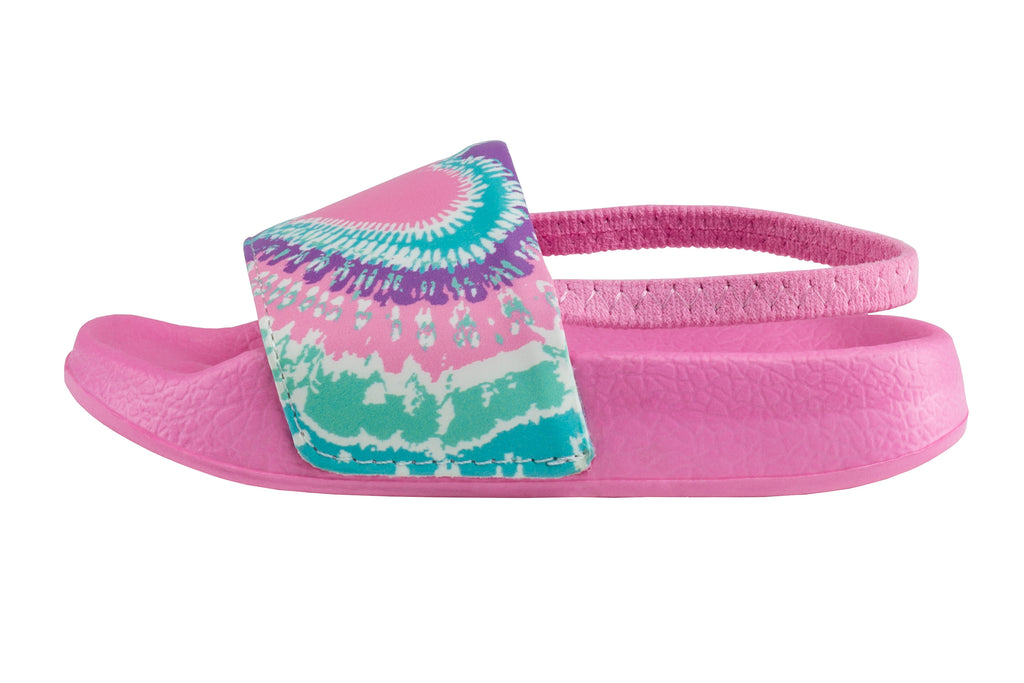 Toddler Girls Heart Tie Dye Printed Slide with Elastic Backstrap