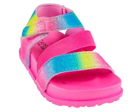 Toddler Girls Multi Bright Fine Glitter Multi Strap with Elastic and Velcro Trim