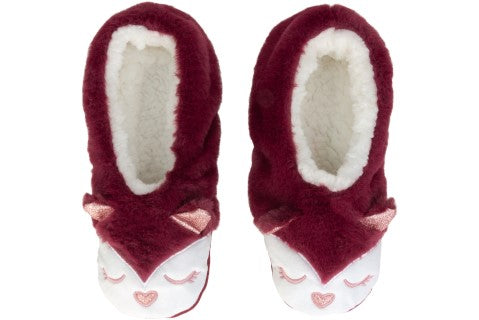 Ladies Fox Faux Fur Pull on Slipper Socks with 3D ears