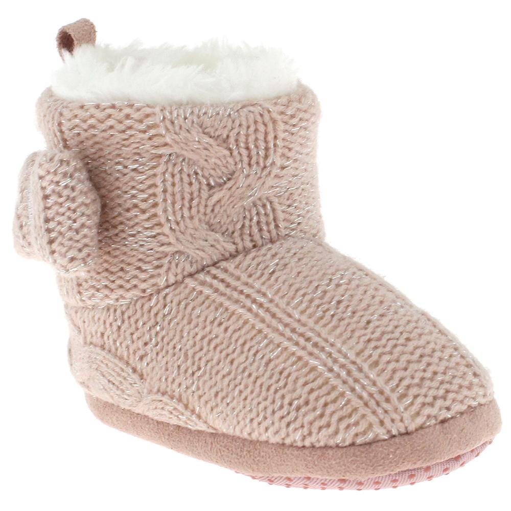 Infant Metallic Knit Boot with Bow Trim