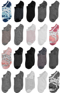 Capelli New York Tie Dye Jacquard & Solid 20 Pack No Show Socks