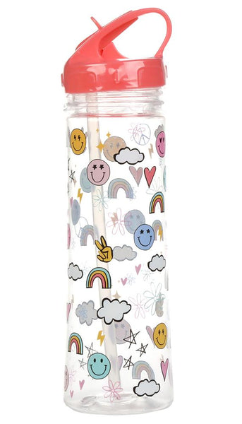 Fun Icons Water Bottle Set with 4 Snap Clips, Comb & Ponies