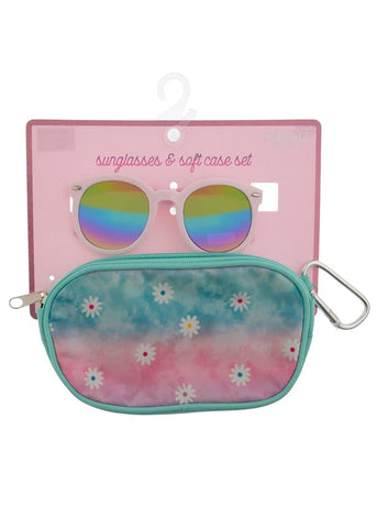 Tie Dye Daisies Soft Printed Sunglasses & Case Set