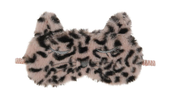 Girls Cheetah Fur Pouch & Eye Mask Set