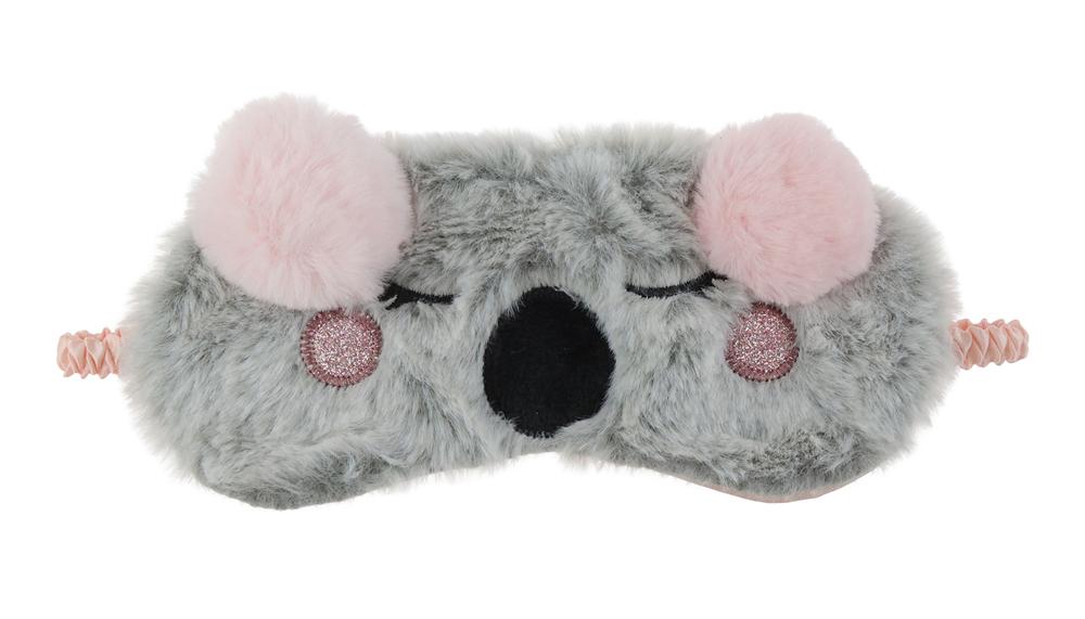 Girls Furry Koala Pouch Set with Striped Cozy Socks & Eye