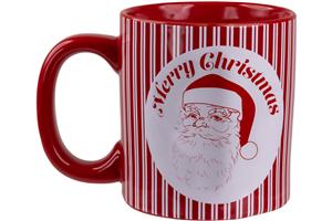 Retro Santa Wide Can Mug with Stripes