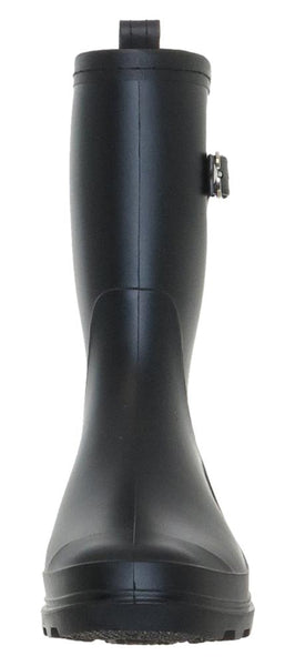 Ladies Matte Solid Black Mid-Calf Rain Boot