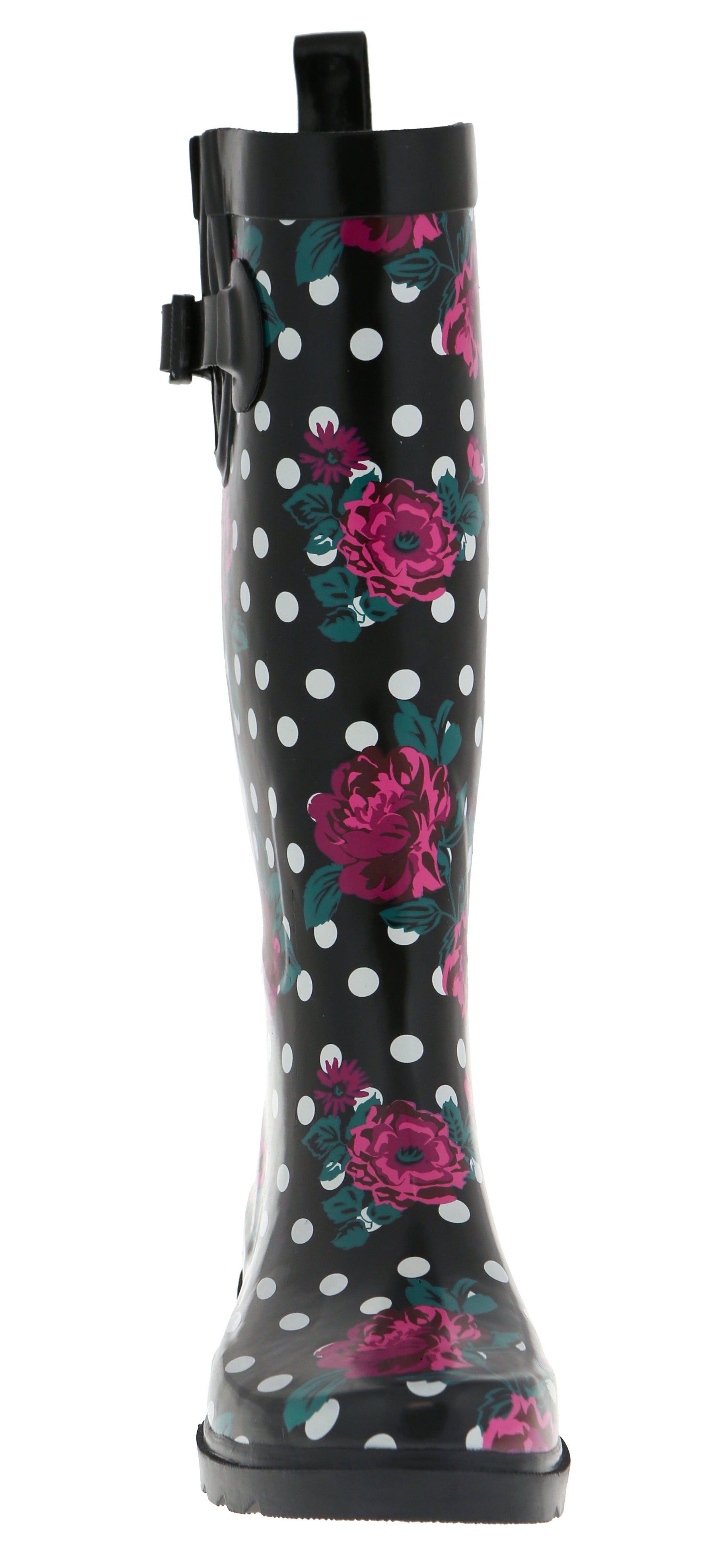Capelli New York Women's Shiny Tall Rubber Rain Boots - Waterproof, Dog Print, Pull-On