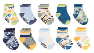 Infant Boys 10 Pack Crew Socks with Grippers