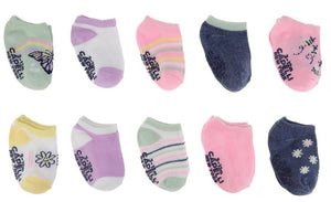 Infant Girls 10 Pack No Show Socks with Grippers