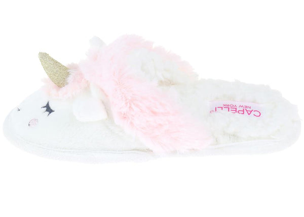 Girls Faux Fur White Slipper Set with Eye Mask