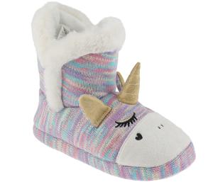 Girls Glam Unicorn Knit Bootie with 3D Parts