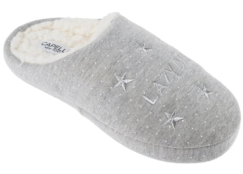 Ladies Lazy Day Polka Dots and Stars Moccasin Slipper