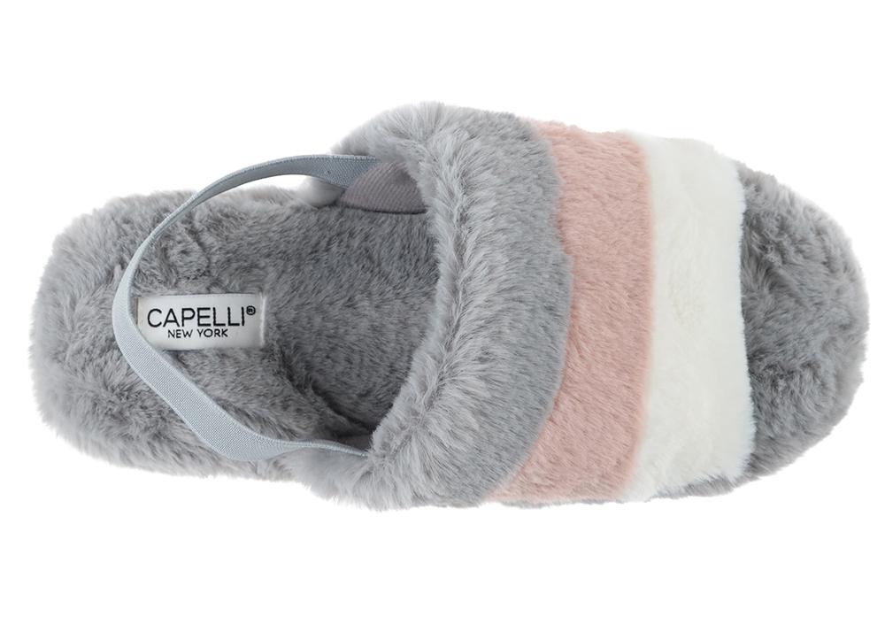 Ladies Faux Fur Slide Slipper – Capelli New York Ladies Faux Fur Slide Slipper – Capelli New York