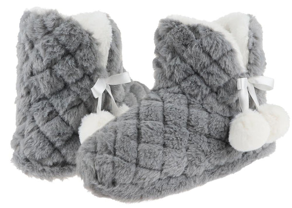 Ladies Quilted Faux Fur Slipper Boot