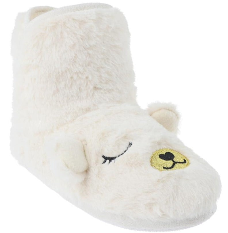 Ladies Faux Fur and Knit Dreamy Bear Slipper Boot