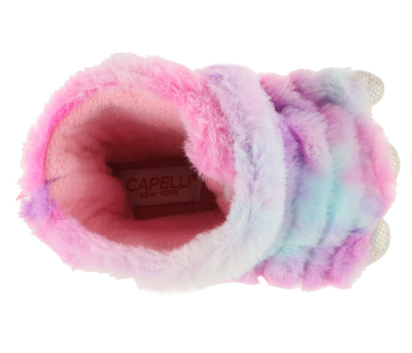 Toddler Girls Multi Color Faux Fur Claw Boot with 3D Parts