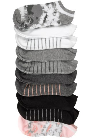 Capelli New York Tie Dye Jacquard & Solid 20 Pack No Show Socks