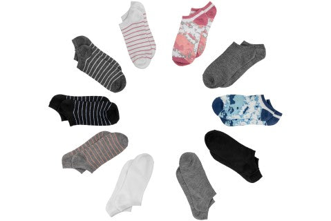 Capelli New York Tie Dye Jacquard & Solid 20 Pack No Show Socks