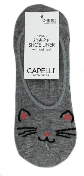 Cat 6 Pack High Rise Sock Liners w/ Gel Heel Gripper