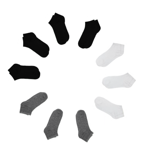 4" Solid 10pk Low Cut Socks