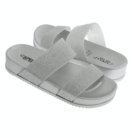 Girls silver 2025 flip flops