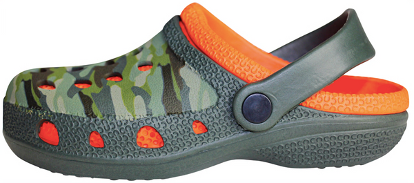 Boys Camo Printed Two Tone Injected EVA Clog with Backstrap