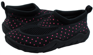 Girls Black and Pink Dotted Aqua Shoes