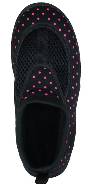 Girls Black and Pink Dotted Aqua Shoes