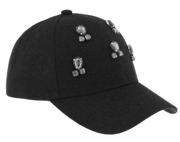 Twill Baseball Hat with Gem Clusters