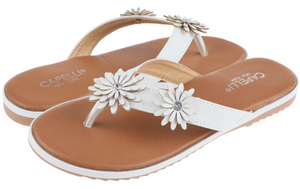 Girls White Faux Leather Flip Flop